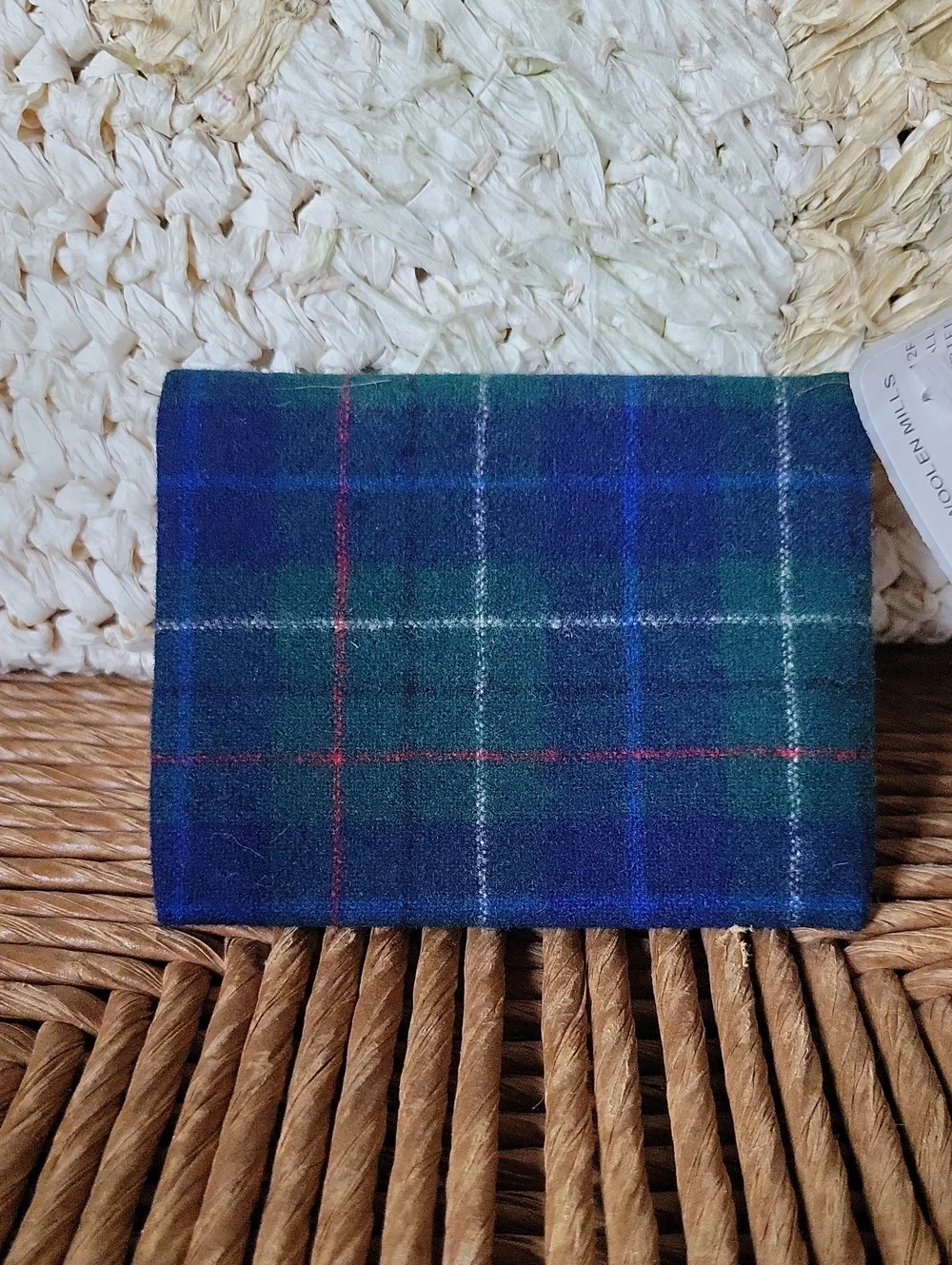 Pendleton Blue and Green Tartan Wool Card Sleeve
